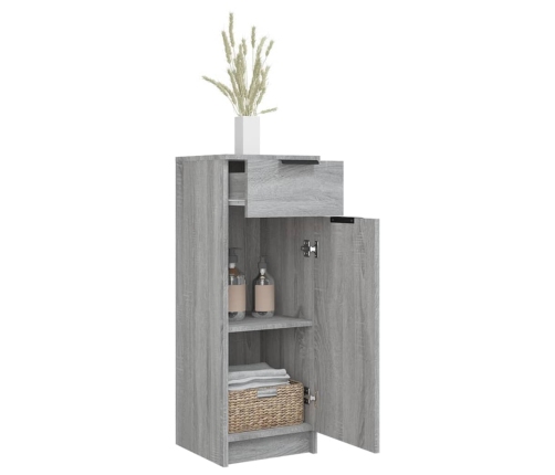 Armario de baño madera contrachapada gris Sonoma 32x34x90 cm