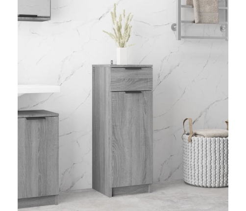 Armario de baño madera contrachapada gris Sonoma 32x34x90 cm