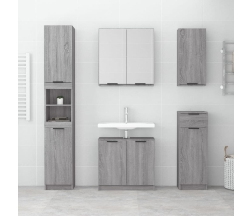 Armario de baño madera contrachapada gris Sonoma 64,5x33,5x59cm