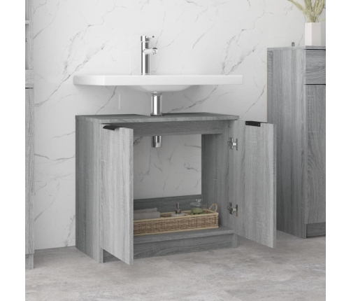 Armario de baño madera contrachapada gris Sonoma 64,5x33,5x59cm