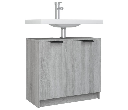 Armario de baño madera contrachapada gris Sonoma 64,5x33,5x59cm