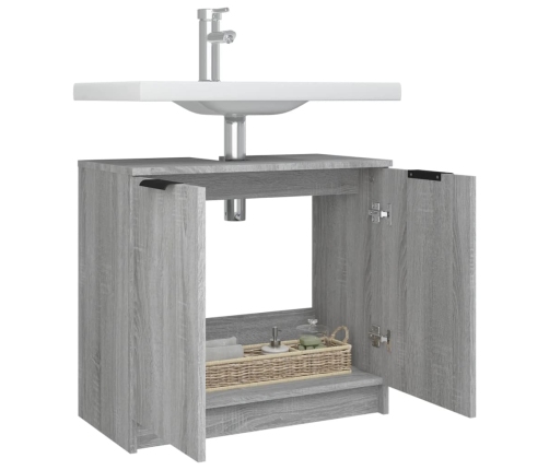 Armario de baño madera contrachapada gris Sonoma 64,5x33,5x59cm