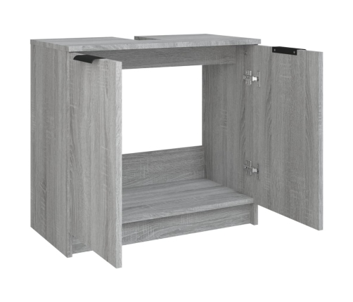 Armario de baño madera contrachapada gris Sonoma 64,5x33,5x59cm