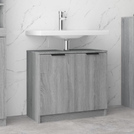 Armario de baño madera contrachapada gris Sonoma 64,5x33,5x59cm