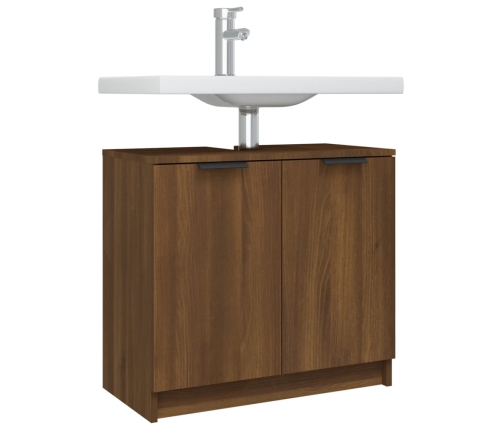 Armario baño madera contrachapada roble marrón 64,5x33,5x59 cm