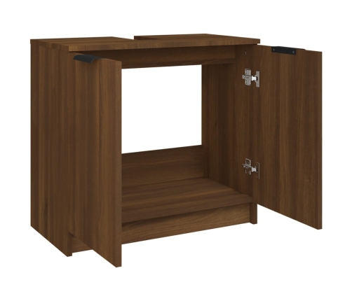 Armario baño madera contrachapada roble marrón 64,5x33,5x59 cm