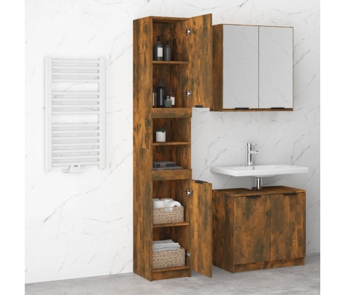 Armario de baño madera ingeniería roble ahumado 32x34x188,5 cm