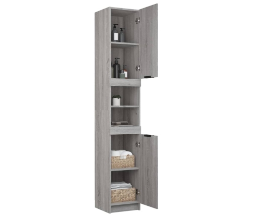 Armario de baño madera contrachapada gris Sonoma 32x34x188,5 cm