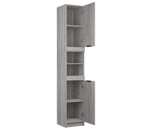 Armario de baño madera contrachapada gris Sonoma 32x34x188,5 cm