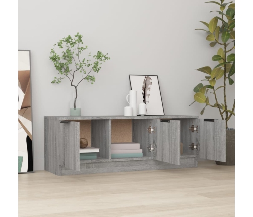 Mueble de TV madera contrachapada gris Sonoma 102x35x36,5 cm