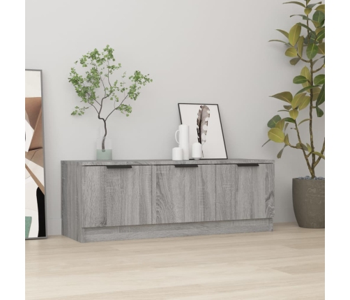 Mueble de TV madera contrachapada gris Sonoma 102x35x36,5 cm