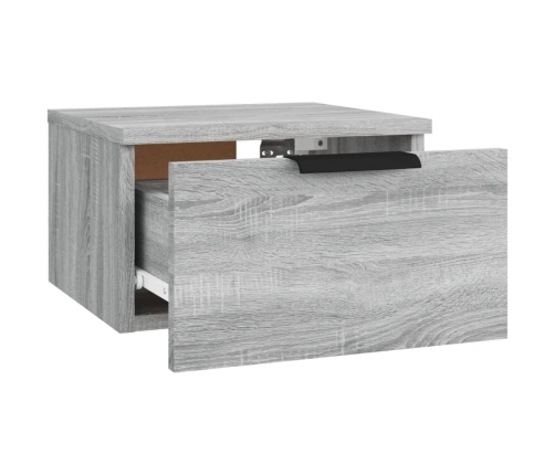 Mesita de noche de pared 2 uds color gris Sonoma 34x30x20 cm