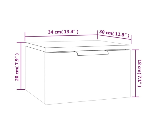 Mesitas de noche de pared 2 uds color marrón roble 34x30x20 cm