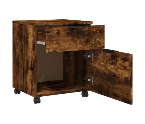 Archivador ruedas madera contrachapada roble ahumado 45x38x54cm