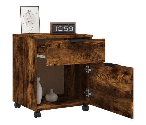 Archivador ruedas madera contrachapada roble ahumado 45x38x54cm