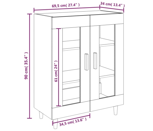 Aparador de madera de ingeniería roble ahumado 69,5x34x90 cm