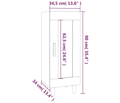 Aparador madera de ingeniería roble ahumado 34,5x34x90 cm