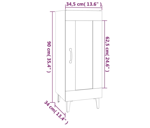 Aparador madera contrachapada roble ahumado 34,5x34x90 cm