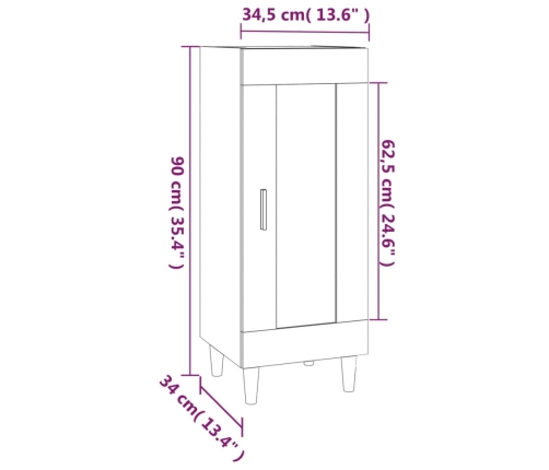 Aparador madera de ingeniería marrón roble 34,5x34x90 cm