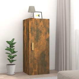 Armario de pared contrachapada roble ahumado 34,5x34x90 cm