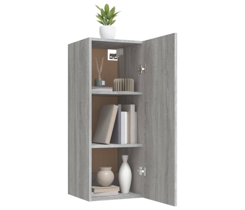 Armario de pared madera contrachapada gris Sonoma 34,5x34x90 cm