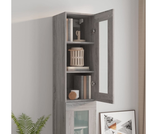 Armario de pared colgante gris Sonoma 34,5x34x90 cm