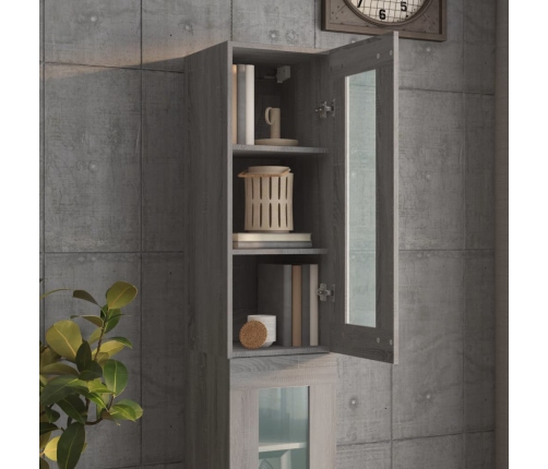 Armario de pared colgante gris Sonoma 34,5x34x90 cm