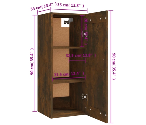 Armario colgante madera de ingeniería roble ahumado 35x34x90 cm