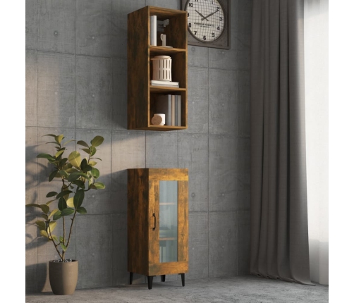 vidaXL Armario pared madera ingeniería roble ahumado 34,5x32,5x90 cm