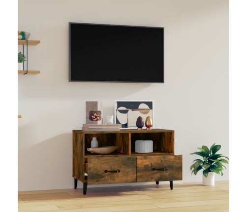 Mueble para TV madera contrachapada roble ahumado 80x36x50 cm