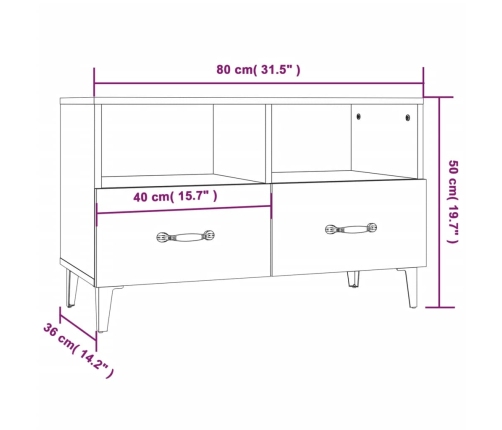 Mueble para TV madera contrachapada roble ahumado 80x36x50 cm