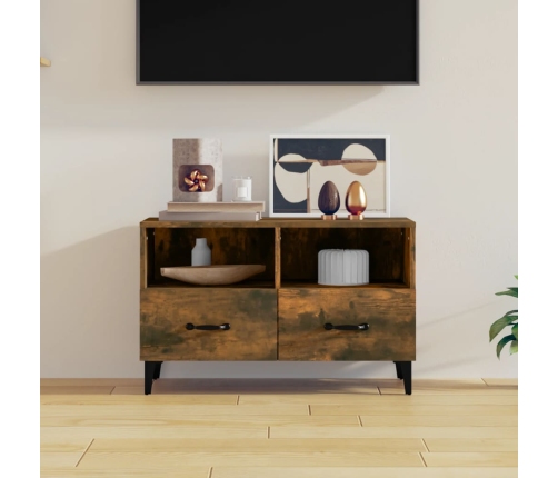 Mueble para TV madera contrachapada roble ahumado 80x36x50 cm