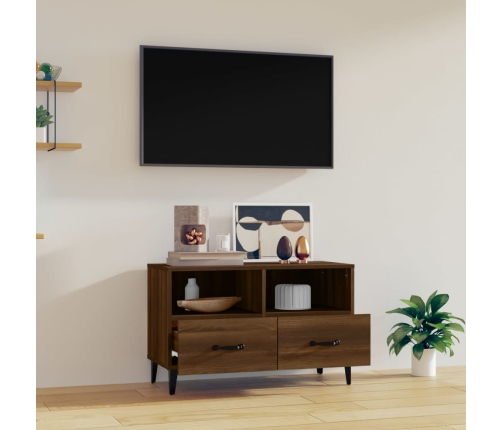 Mueble para TV madera contrachapada roble marrón 80x36x50 cm