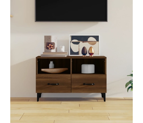 Mueble para TV madera contrachapada roble marrón 80x36x50 cm