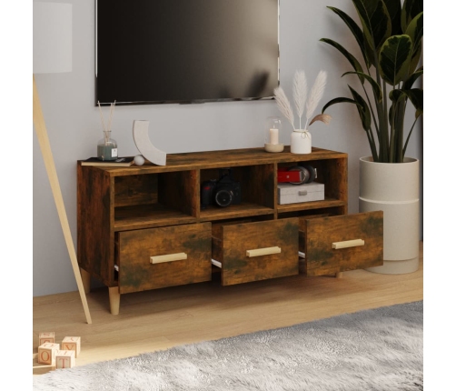 Mueble de TV madera contrachapada roble ahumado 102x36x50 cm