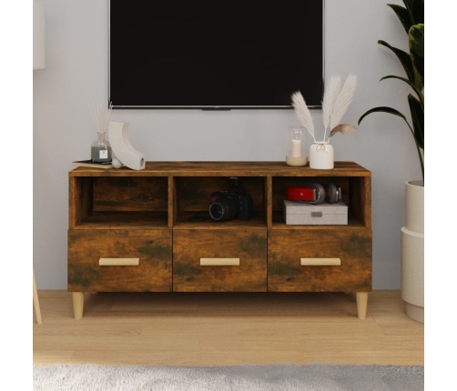 Mueble de TV madera contrachapada roble ahumado 102x36x50 cm