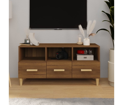 Mueble para TV madera contrachapada roble marrón 102x36x50 cm