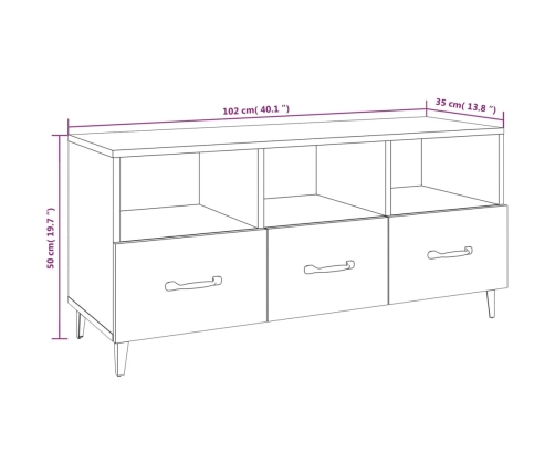 Mueble para TV madera contrachapada roble ahumado 102x35x50 cm