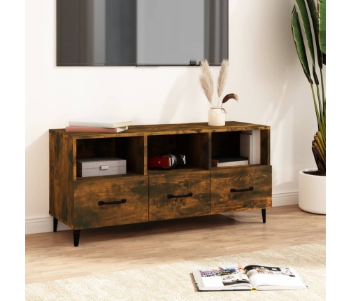 Mueble para TV madera contrachapada roble ahumado 102x35x50 cm