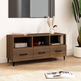 Mueble para TV madera contrachapada roble marrón 102x35x50 cm