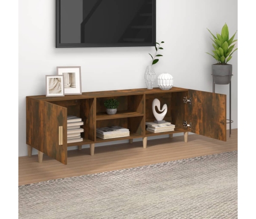 Mueble de TV madera contrachapada roble ahumado 150x30x30 cm