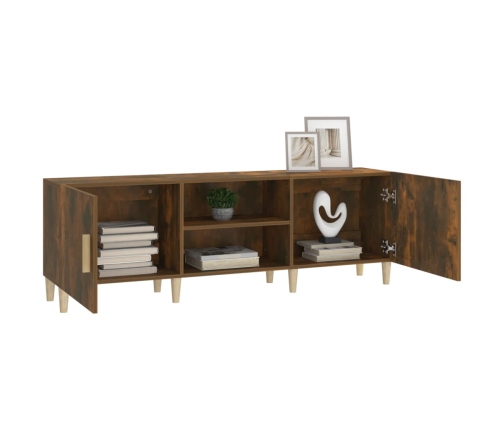 Mueble de TV madera contrachapada roble ahumado 150x30x30 cm