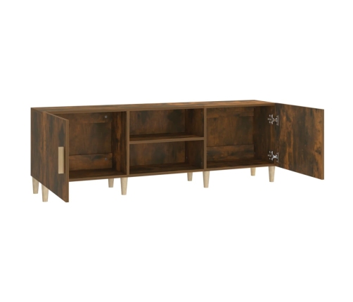 Mueble de TV madera contrachapada roble ahumado 150x30x30 cm