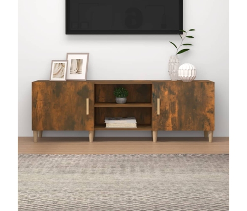 Mueble de TV madera contrachapada roble ahumado 150x30x30 cm