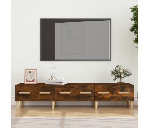 vidaXL Mueble de TV madera contrachapada roble ahumado 150x34,5x30 cm