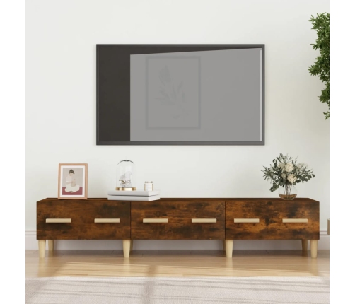 vidaXL Mueble de TV madera contrachapada roble ahumado 150x34,5x30 cm