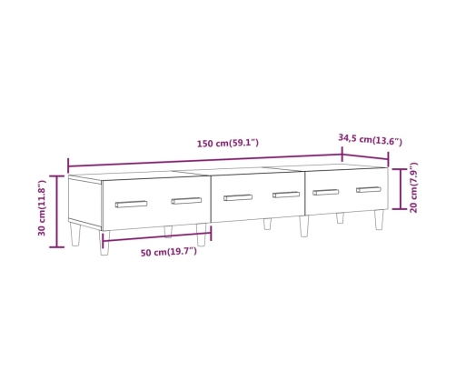 Mueble de TV madera contrachapada roble ahumado 150x34,5x30 cm