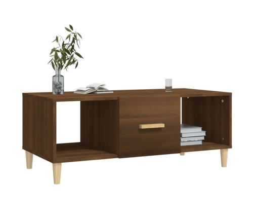 Mesa de centro madera contrachapada roble marrón 102x50x40 cm