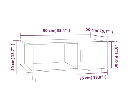 Mesa de centro madera contrachapada roble ahumado 90x50x40 cm