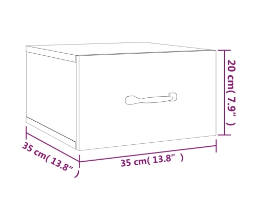 Mesitas de noche de pared 2 uds roble ahumado 35x35x20 cm